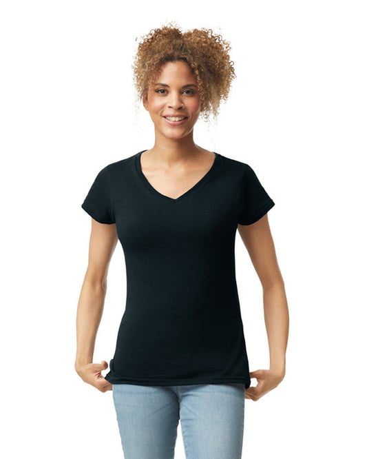 Ladies Black Vneck