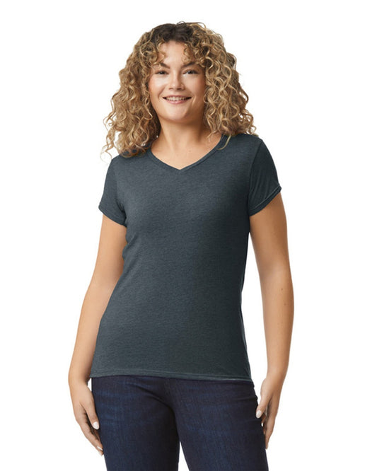 Ladies Vneck - Gildan Heather Grey Softstyle