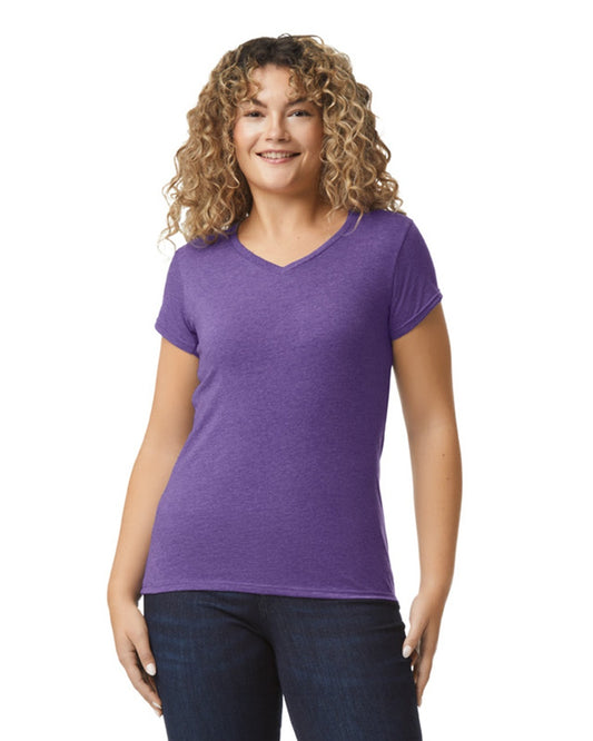 Ladies Vneck - Gildan Softstyle Heather Purple