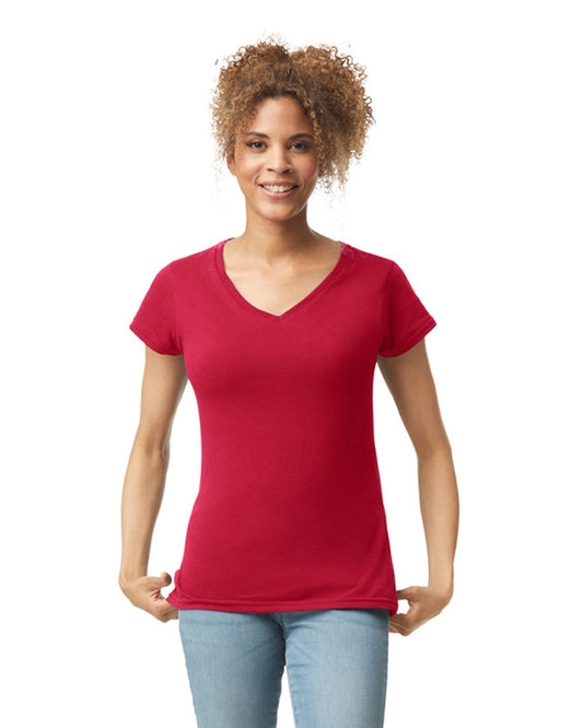 Ladies Red Vneck